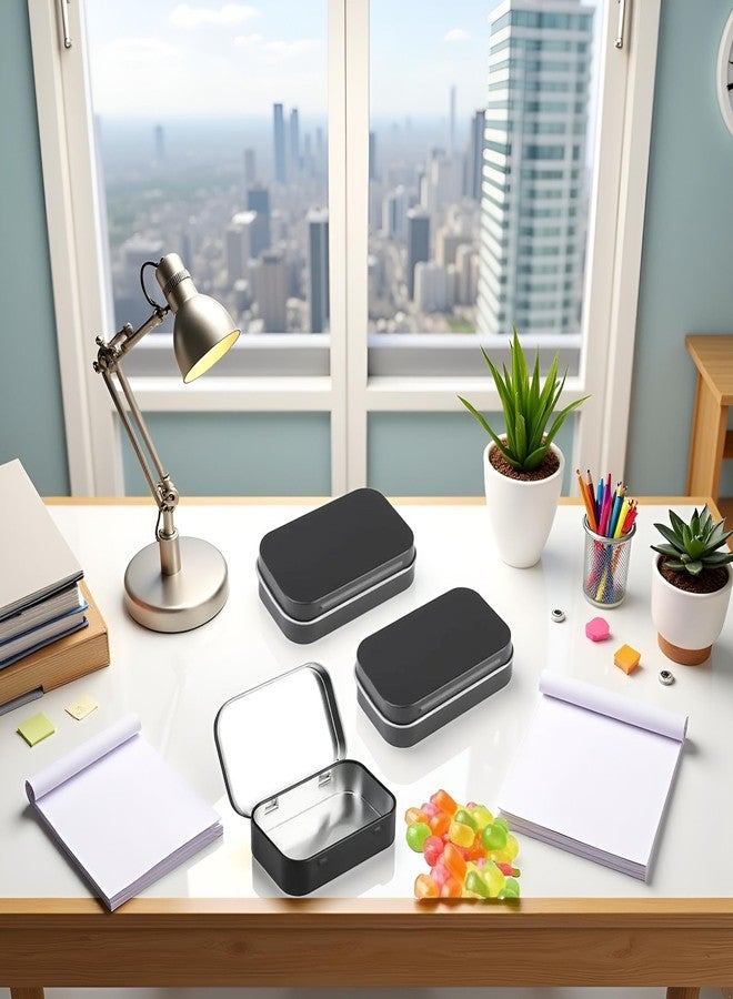 Zhuluck 3 Pcs Black Rectangular Small Tins with Lids Tin Boxes Tins Container Metal Empty Hinged Tin Storage Boxes for Candy Key Earrings Food Storage Decorative Boxes - Image 3